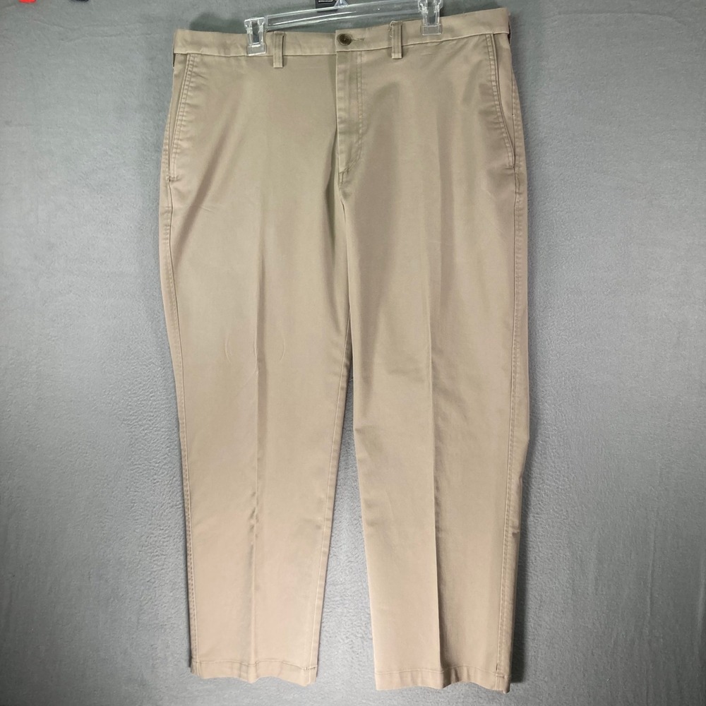 Haggar Premium Comfort Mens 40x30 Khaki Dress Pants‎ Straight Stretch